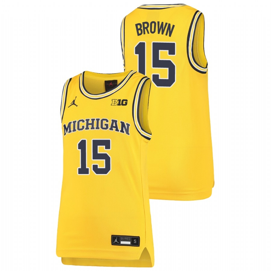 Michigan Wolverines Youth NCAA Chaundee Brown #15 Maize Replica College Basketball Jersey YXY1049NV